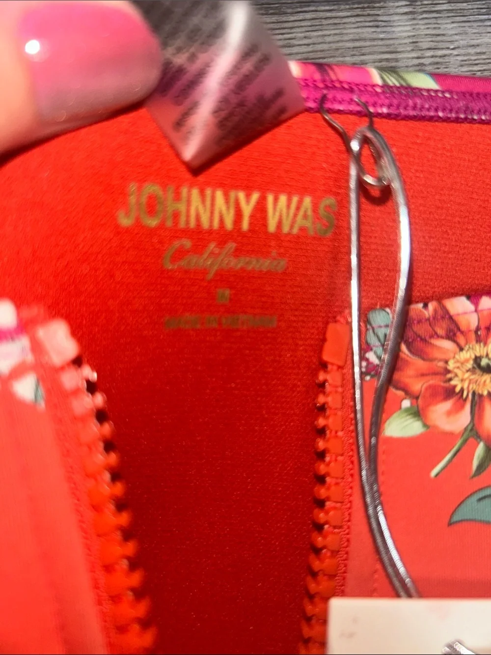 Johnny Was Short Sleeve One-Piece Swimsuit by - Pink & Orange